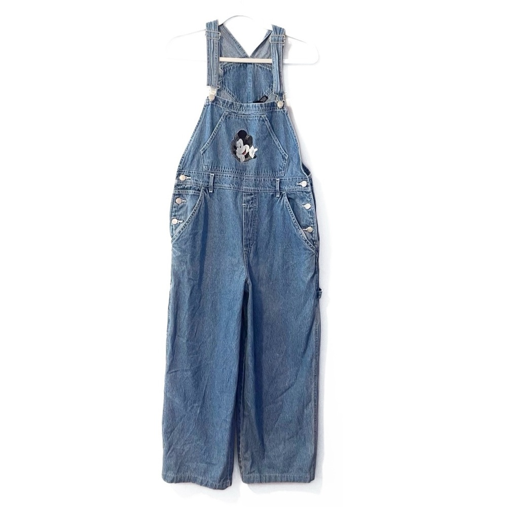Vintage 90s | Disney Mickey Unlimited | Embroidered Denim Bib Overalls